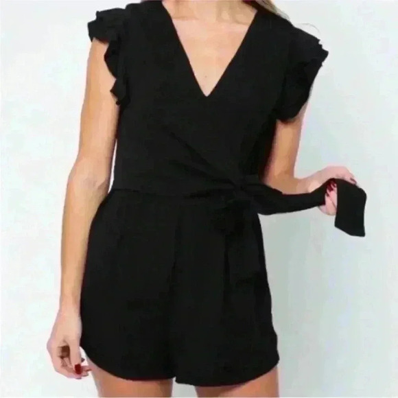Free Generation - Side Tie Black Romper - Picture 1 of 8